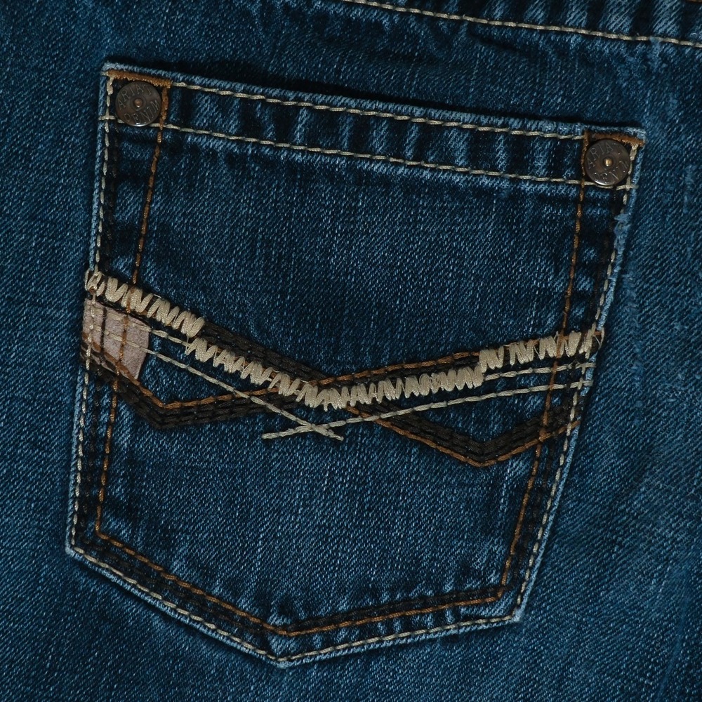 Ariat M5 Jeans Mens 30x32 Blue Low Rise Straight Western Cowboy Fade Stitching - Picture 9 of 16